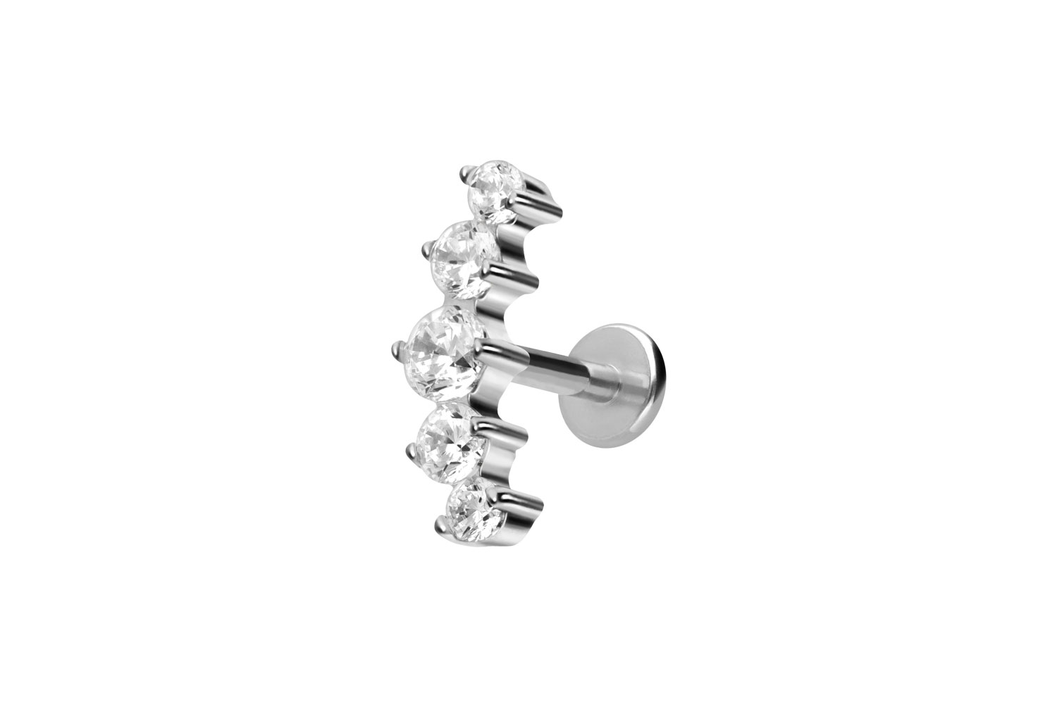 Titan Labret Piercing mit Innengewinde 5 EINGEFASSTE KRISTALLE